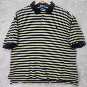 Polo Ralph Lauren Waffle Knit Polo Shirt Mens 2XLT Striped Pony Logo Cotton Prep